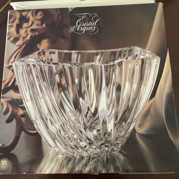 CRISTAL D'ARQUES  8” LEAD GLASS FRUIT BOWL - Picture 3 of 9